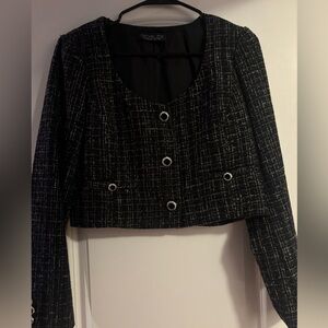 Rachel Zoe Black and White Tweed Blazer